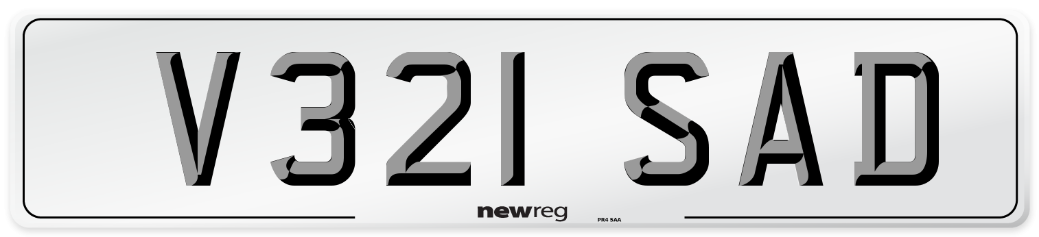 V321 SAD Number Plate from New Reg
